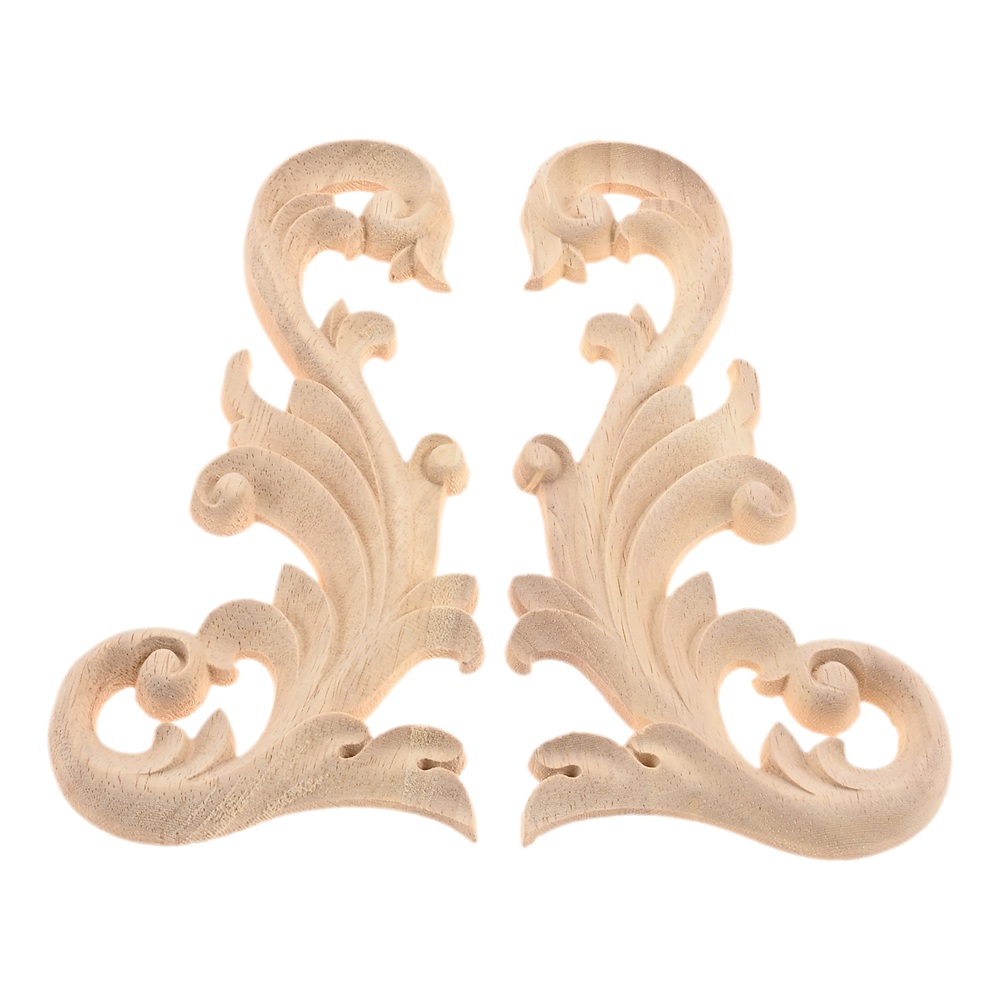 2 x Wood Appliques DIY Decorative Unpainted Wood Applique For Wardrobe Window - Picture 10 of 14