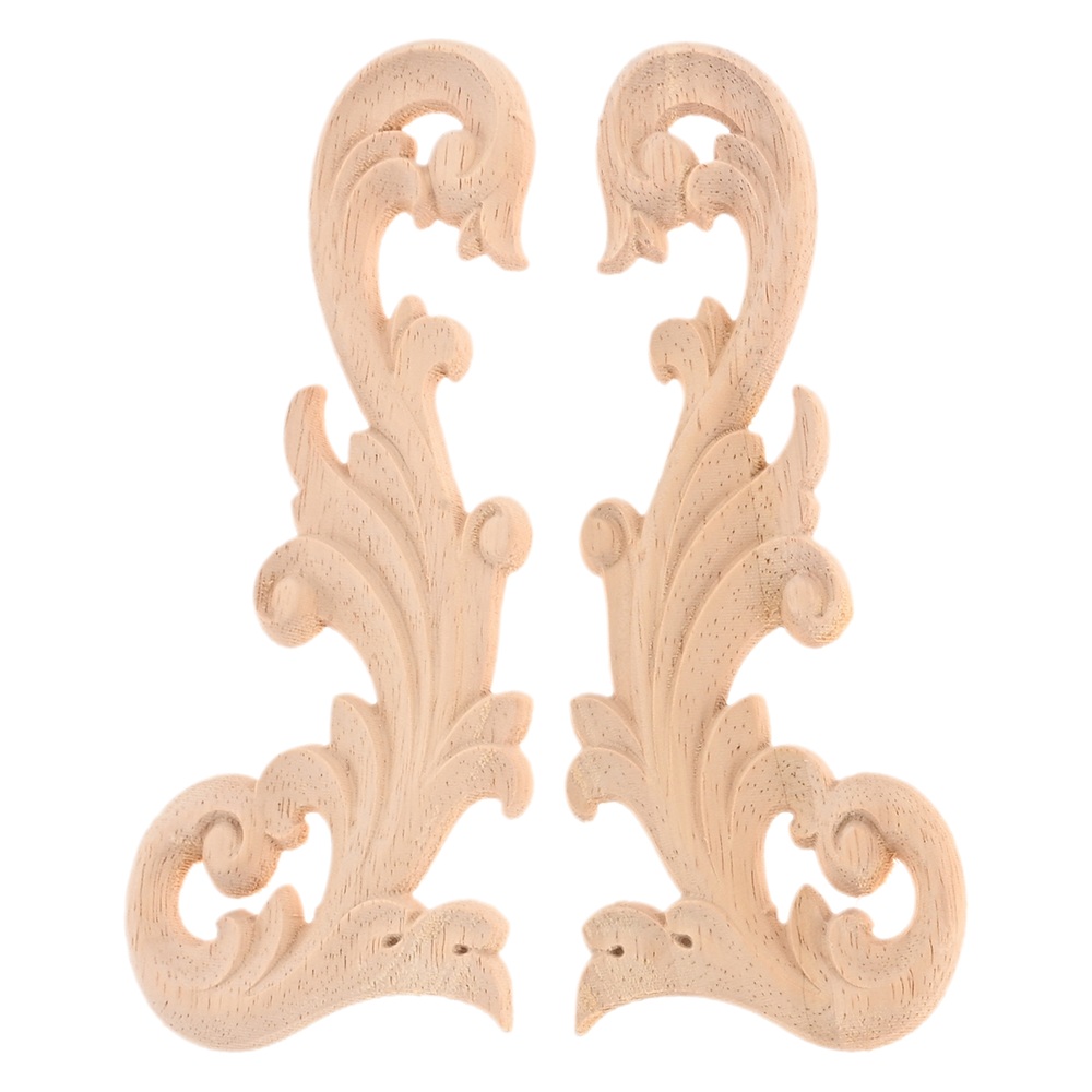 2 x Wood Appliques DIY Decorative Unpainted Wood Applique For Wardrobe Window - Picture 12 of 14