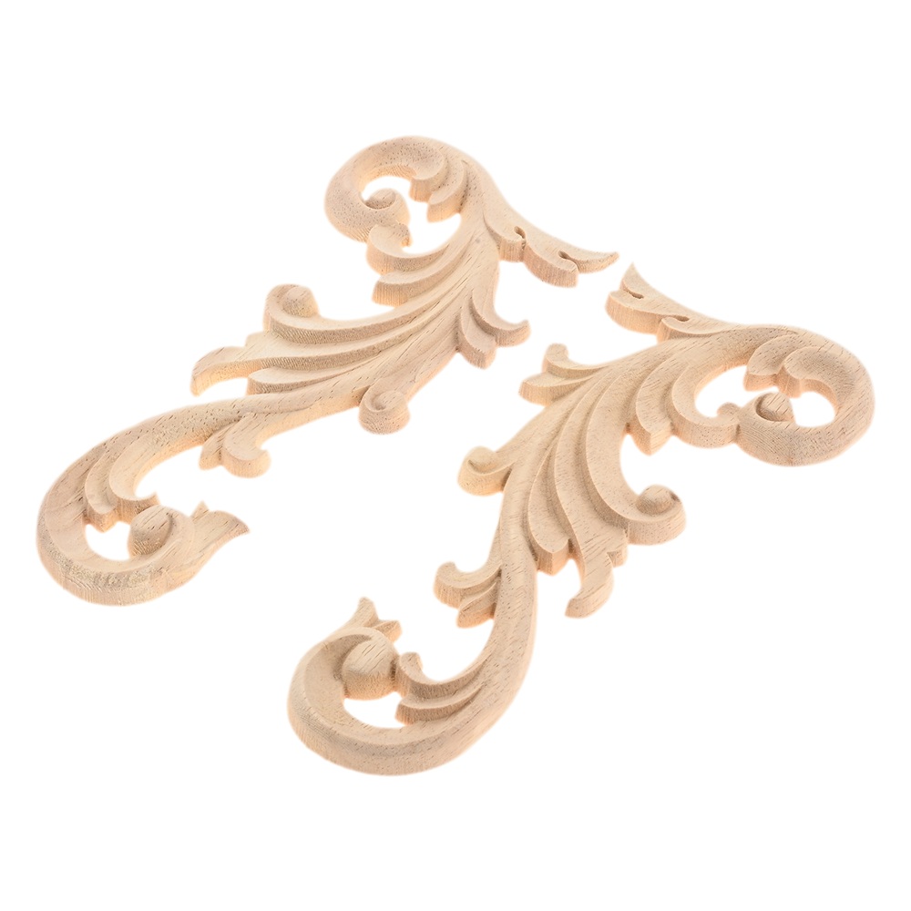 2 x Wood Appliques DIY Decorative Unpainted Wood Applique For Wardrobe Window - Picture 13 of 14